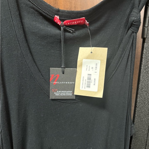 NWT PHILANTHROPY DRESS! Black Sleeveless Ruched Dress! Tight fit! Medium - Picture 3 of 6